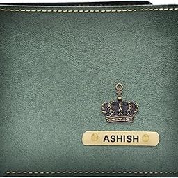 Men's Personalized Wallet I Customized Slim Stylish Leather Purse with Name & Charm I Unique Birthday Anniversary Gift for Men Boy Love Husband Employees Clients (Green)-picture-42