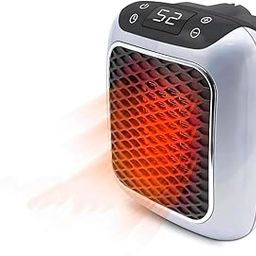 BrintNest Wall-Outlet Portable Electric Handy Room Heater Plug-In, Mini Room, Office, Bedroom Heater/Warmer with LED Display, Set Temperature, and Stylish Design (800W. WHITE)-2