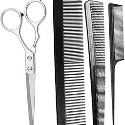 Hair Cutting Scissor and Comb Set Hair Barber Comb with Barber Shears Kit Haircut Heat Resistant for Men and Women Black Pack of 4-image-99