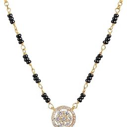 925 Sterling Silver Cubic Zircon Gold Plated Women's Floral Mangalsutra|Gift for Women |With Authenticity Certificate & 925 Stamp-image-25