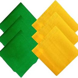 Men's Yellow and Green Solid Cotton Handkerchiefs/Hanky -Set of 6-image-50