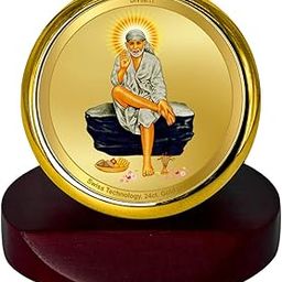 DIVINITI 24K Gold Plated Foil Sai Baba Photo Frame for Car Dashboard, Car Idol, Table Decor|Religious Pooja, Prayer MCF 1C Gold Frame For Gift (5.5x5.0 CM)-image-33