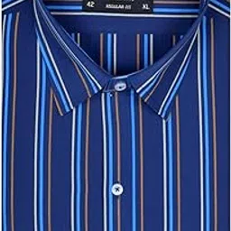 accox Men's Breathable Cotton Full Sleeves Regular Fit Striped Checkered Formal Shirt for Men (O_GCR375)-picture-4