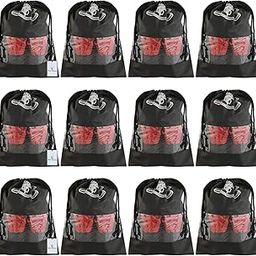 Kuber Industries 12 Piece Non Woven Travel Shoe Cover, String Bag Organizer, Black - CTLTC039515-28