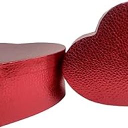 Oasis Paper Gift Box Heart Shape Metallic Empty, Decorative, Reusable, Multipurpose Birthday, Anniversary, Wedding, Return Gifts Hamper Packaging (Set of 2) Heart Red Metallic-image-0