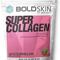 Boldfit BoldSkin Collagen Powder For Women & Men - Collagen Supplements for Men & Collagen Supplements for Women Collagen Peptides Type 1 & 3, With Vitamin C, Biotin - Supports Skin, Hair, Nails & Joints - 200gm (Watermelon)-0