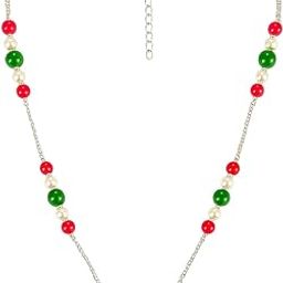 Sids Jewels Tricolour Beaded Necklace for Women & Girls | Glass Beads with Alloy Chain | Indian Flag Theme Jewellery for Independence Day & Republic Day (18 Inches)-image-51