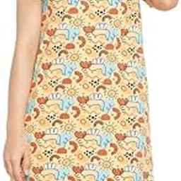 Women's Cotton Graphic Print Short Night Dress in Yellow-image-61