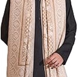 Men Shawl with Woven Jaal, Soft Woollen Kashmiri Design Lohi for Winter-image-49