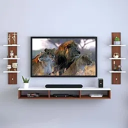 SPYDER CRAFT (SP04 Matte Finish Harries Mini Engineered Wood Wall Mount TV Entertainment Unit, TV Up to 43 Inches for Bedroom Living Room, Color: Brown & White || Assembly-DIY (Do-It-Yourself)-picture-5