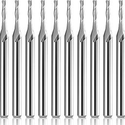 HQMaster CNC Router Bits 1/8" Shank CNC Bit End Mill Flat Nose Carbide Endmill Two Flute Spiral Upcut Milling Cutter Tool Set for Wood PVC MDF Hardwood 10Pcs (1.5mm)-13