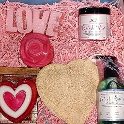 Love and Lather "Pamper Hamper" Gift Set/ Handmade soaps set/Gifts for her/ Birthday Gifts/Bath Kit/Spa Set/Valentine Gift set/ Packed in gift box with ribbon/ Paraben and sulphate free/ All skin types-50