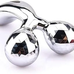 3D Facial Massage Roller, Double Ball Design for Deep Kneading and Lifting, Silver-image-9