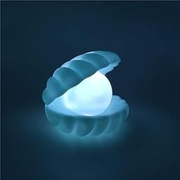 MeeTo Beach Themed Pearl Shell Lamp, Bedside LED Ocean Nightlight Mermaid Fairy Clamshell Portable Lights for Bar, Home Decoration, Birthday, Christmas Gift, Desk Ornament, Random Color, Pc1-0