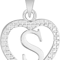 Stylish Jewellery 'S' Letter Heart Pendants for Girls Women Men Unisex Locket Alphabet Pendant with Chain in Crystal Jewellery Set for Women Silver plated Pendant-12