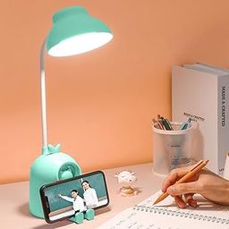 Pick Ur Needs Plastic Cute Bear Rechargeable Led Desk Lamp/Study/Table Lamp With Touch Switch & Flexible Gooseneck Eye-Caring 3 Lighting Mode(Light Green)-11