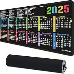 AccuPrints Anti-Slip Mouse Pad with 2025 Calendar Year,Size 28 x 60 cm Clear Extended Sheet Mouse Pad, Large Rubber Base Mice Smooth Cloth Desk Keyboard Mat (Black, Keyboard Pad)-28