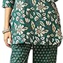 Printed Teal Color Pure Cotton Top Tunnic with Trouser Coord Set-picture-14