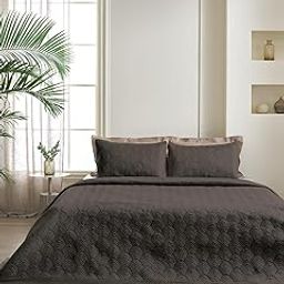 DDecor 100% Cotton 210 TC Embroidery Bed Spread-CQ 2-Victorian-Dark Mocha-image-58