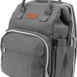 Stain-Resistant Portable Folding Crib Bag Baby Diaper Bag Multi-Compartment Travel Design for Home Outdoor Activities Gray-image-97