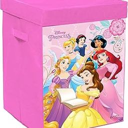 Kuber Industries Disney Princess Print Laundry Basket|Foldable Clothes Hamper|Storage Basket For Toys,Books With Handle & Lid,60 Ltr.(Pink)-image-68