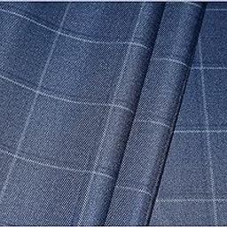 Men's Poly Viscose Checkered 1.30m Unstitched Trouser Pant Fabric (Blue)-picture-37