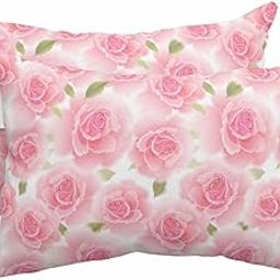 Anzona Pack of 2 Pink Spring Floral Lumbar Pillow Covers, Outdoor Waterproof Throw Pillow Covers Set, Elegant Summer Flowers Botanical Decorative Cushion Case for Patio Beach, 11x16 Inch-5