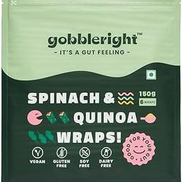 GOBBLERIGHT Spinach & Quinoa Wraps 150g (6 Wraps - Pack of 1) – Low-Calorie, High-Protein, Low GI, Iron & Calcium-Rich, Fibre-Packed, Vegan & Gut-Friendly-image-65