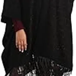khaleej Women Audrey Fringe Cape (Black_Free Size)-picture-18