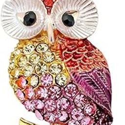 CALANDIS™ Enamel Rhinestone Owl Bird Branch Party Brooch Pin Badge Red Pink Yellow | Fashion Jewelry-image-76