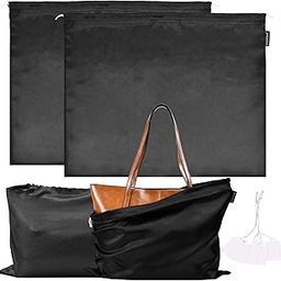 2 PCS Silk Dustproof Drawstring Storage Bags for Packaging Handbags, Purses, Shoes, Boots - Satin Dust Cover Pouch, Black, 19.6 * 15.7 in-54