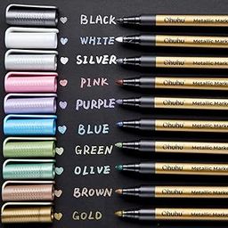 Ohuhu Premium Metallic Marker Pens Fine Tip 10 colours Glitter Paint Pen Window Marker for DIY Card Making Coloring Books Scrapbook Photo Album Rock Art 2 mm fine tips-image-39