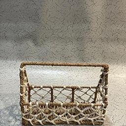 Handmade Jute Rope Basket with Handle – Multipurpose Storage Organizer for Home, Kitchen & Gifting – Eco-Friendly Decorative Basket for Toys, Towels, Fruits & More | White | 11 * 4 * 8-11