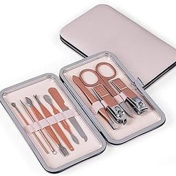 Manicure kit for women and Men, 10 Pieces, Nail Clipper, Acne needle, Blackhead Tool | Perfect Gifts for Women and Men (Rose Gold) | Travel kit-89