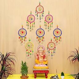 eCraftIndia Gota Patti Bangle & Bells Decorative Wall Door Hangings Latkan Toran for Main Door Entrance, Pooja Room | Wedding, Ganpati Navratri Diwali Decoration Items for Home Decor (Pack of 8)-10