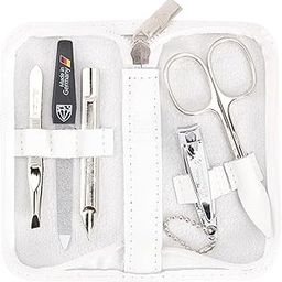 3 Swords Germany - brand quality 5 piece manicure pedicure grooming kit set for professional finger & toe nail care scissors clipper genuine leather case in gift box, Made in Solingen Germany (02082)-51