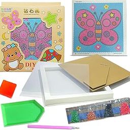 LitVibes DIY Diamond Painting Kit with Frame for Kids & Adults Art & Craft Set Suitable for Home & Wall Decoration Fun Birthday Return Gift for Children Parent-Child Game - (Butterfly Design)-image-15