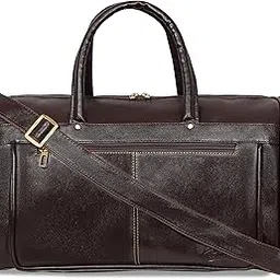 leather world Leather Duffle Bag for Men | Travel, Gym, Sports & Overnight Bag (Brown)-picture-24