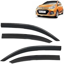 Car Wind Deflectors Rain Guard Door Visor Compatible with Hyundai Grand i10 (Year 2013-2017) - Polycarbonate, Black, Set of 4 Pcs-16