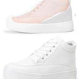 Women Hidden Heels White Shoes - 3 Inch Height Increase-image-66
