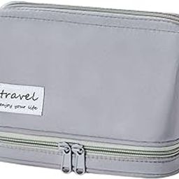 FunBlast Makeup Bag, Portable Cosmetic Bag, Large Capacity Travel Makeup Organizer, Leather Cosmetic Brush Case for Women Toiletry Bag for Girls with Handle, Make up and Accessories Bag (Grey)-image-30