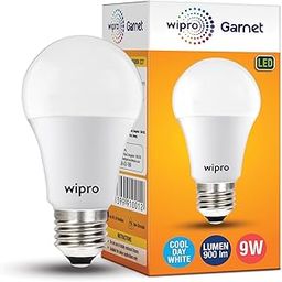 wipro Garnet 9W LED Bulb for Home & Office |Cool Day White (6500K) | E27 Base|220 degree Light coverage |4Kv Surge Protection |400V High Voltage Protection |Energy Efficient | Pack of 1-20