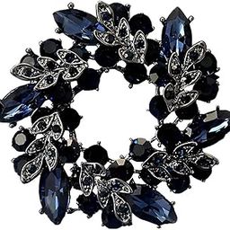 Brooch Pin Fashion Crystal Rhinestone Jewellery Pin Vintage Accessories Decoration Clothing Bouquet Brooches for Bridal Women Girl (BLUE-CIRCLE)-image-78
