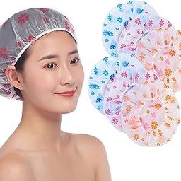 GLUN® Adult Shower Caps, Printed Reusable Bath Hat Waterproof, 6 Piece Pack, Hair Cover Elastic Bathing Cap for Women Bathroom use in Home, Hotel, Spa, Hair Salon & Workshop-image-83