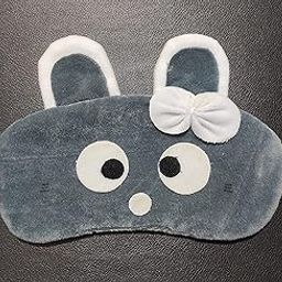 JUZZII Velvet Cute Baby Doll Sleeping Blind Eye Shade Mask for Women Girls Kids Boys - (Grey) Model No.51-image-12