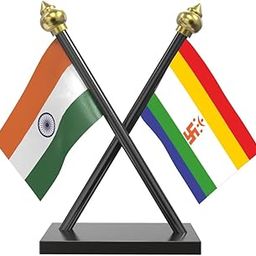 The Flag Company Jain Flag Cross Car Dashboard Flag | Dual 2x3 Inch Flags with Acrylic Base & Poles | Spiritual Dashboard & Desk Décor-image-83