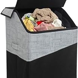 PrettyKrafts 75 L Laundry Basket for Clothes with Lid | Laundry Bag Foldable | Laundry Bag for Clothes | Clothes Basket | Basket for Clothes Storage | Toy Storage Basket (40x35x53cm, Black, Set of 1)-image-14
