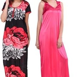 New Satin Designcolor Nightdress Nighty for Women & Girls- Pack of 2-image-68