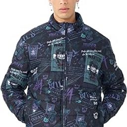 Joker: Insane Men and Boys Long Sleeves Stand Collar Zipper Front Polyester Reversible Puffer Jackets-image-26