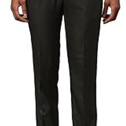 Men's Polyester Blend Structure Pattern Slim Fit Flat Front Formal Trouser-56